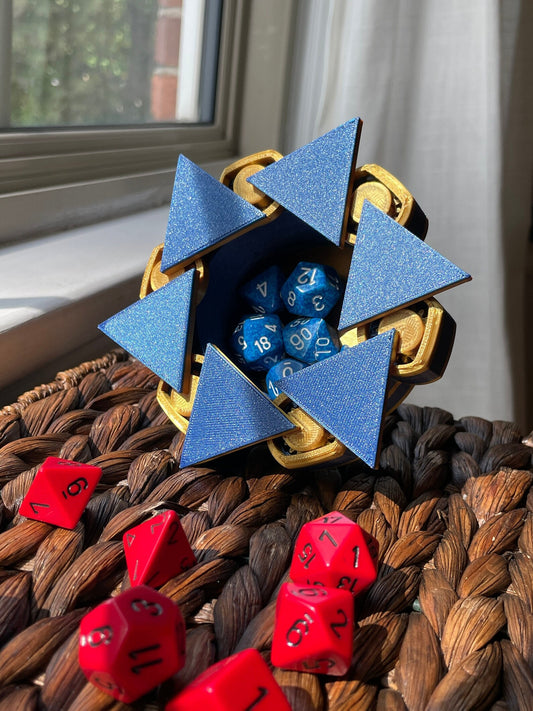 Navy and Gold Mechanical Dice Box